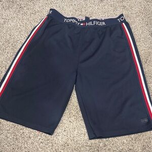 Tommy Hilfiger Men's Athletic Shorts in Navy with Red and White Stripes